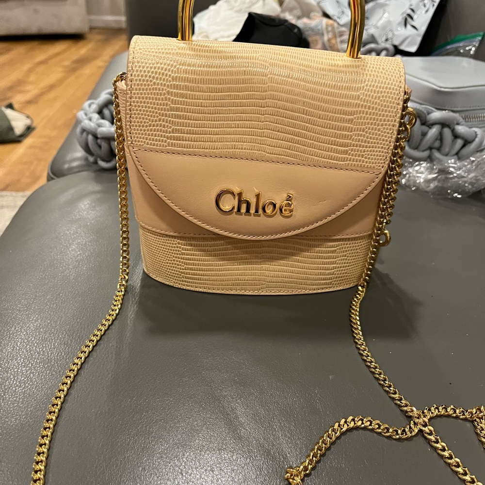 Chloe Aby Lock Bag Lizard Embossed Leather Small